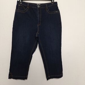 French Dressing Jeans FDJ Dark Blue Coastal High Waist Cropped Denim Jeans Sz 12
